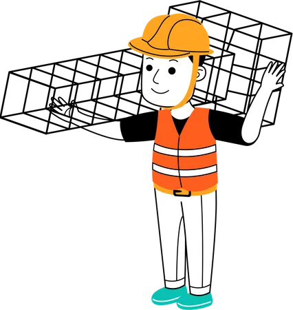 Male worker doing construction work  Illustration