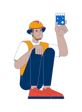 Male worker inspecting water sample  Illustration