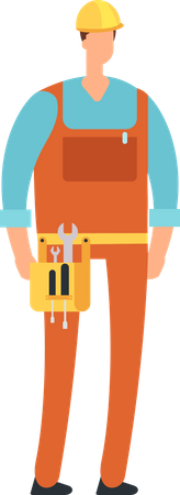 Male worker with tool Illustration