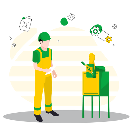 Male worker working  Illustration