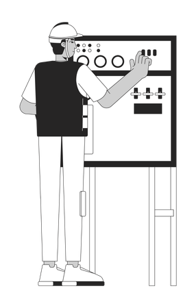 Male worker working on control panel  Illustration