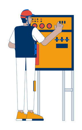 Male worker working on control panel  Illustration