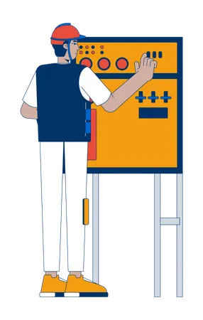 Male worker working on control panel  Illustration