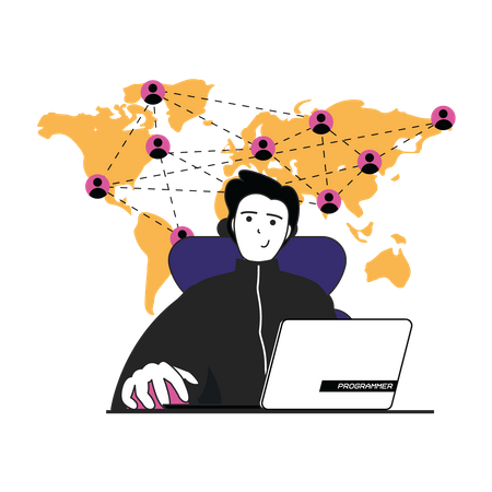 Male working as a freelancer  Illustration