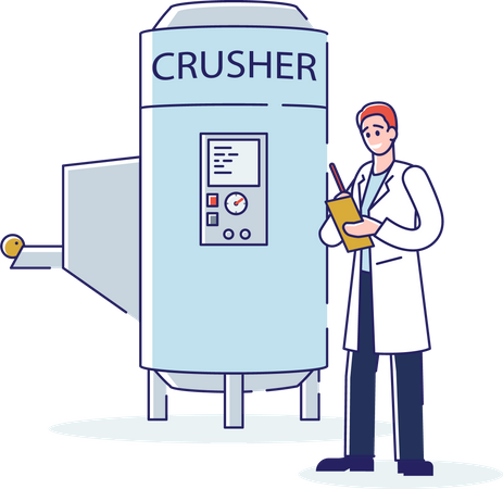 Male Working At Juices Production Factory Illustration