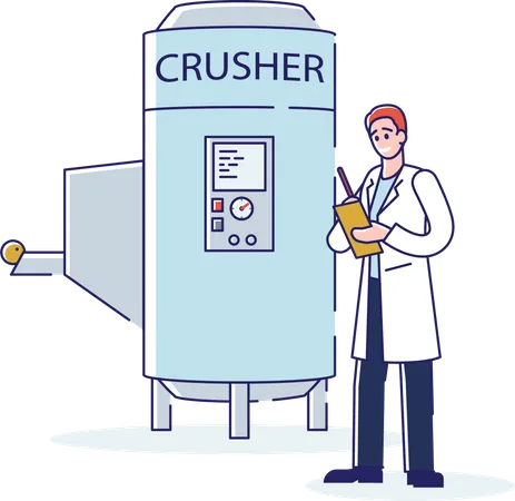 Male Working At Juices Production Factory Illustration