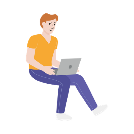 Male working laptop  Illustration