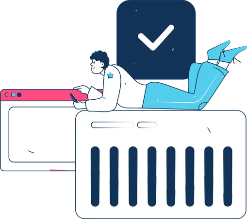 Male working on analysis chart  Illustration