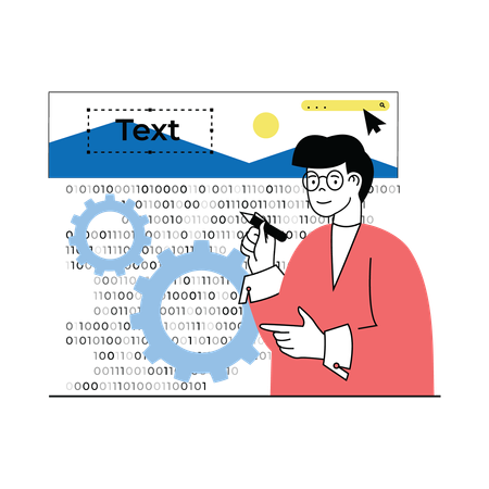 Male working on binary code  Illustration