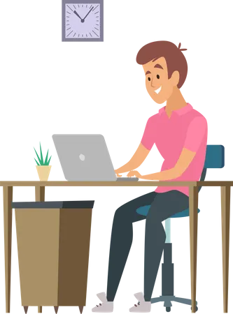 Male working on laptop  Illustration