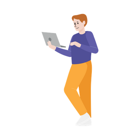 Male working on laptop Illustration