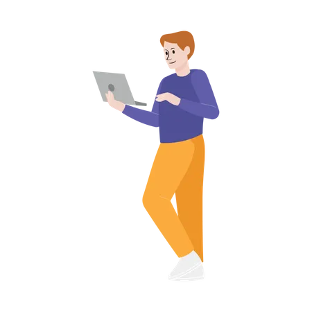 Male working on laptop Illustration