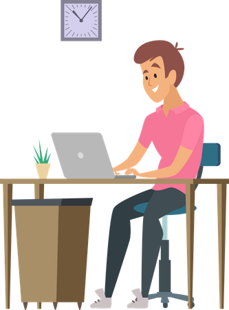 Male working on laptop  Illustration