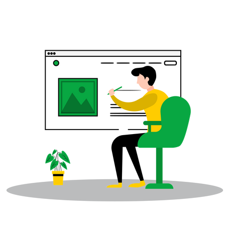 Male working on web designing Illustration