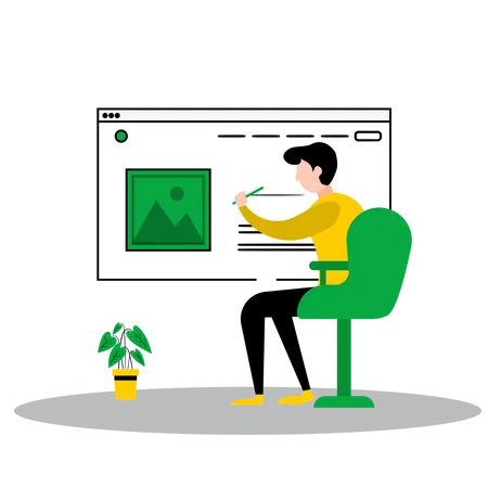 Male working on web designing  Illustration