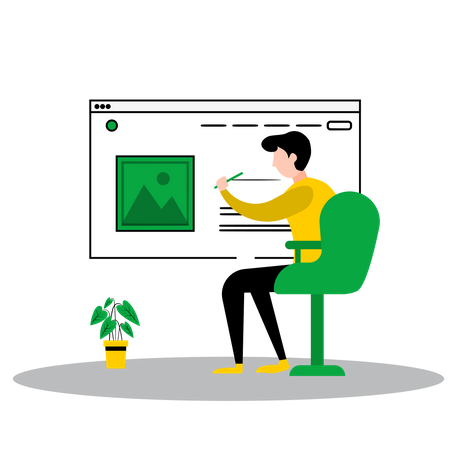 Male working on web designing  Illustration