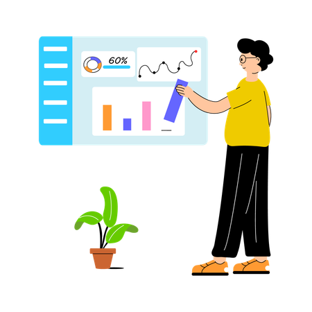 Male working on Website Dashboard  Illustration
