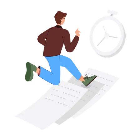 Male Working Under Time Limit  Illustration