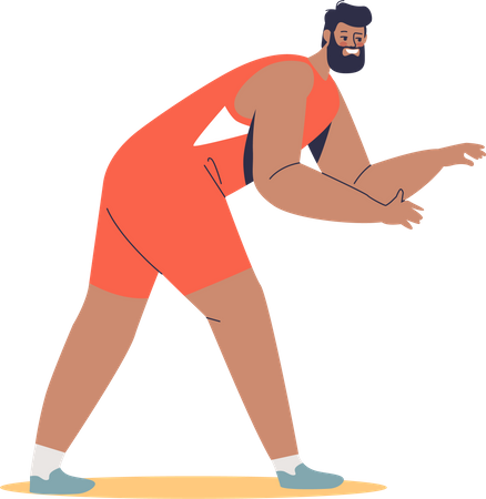 Male wrestler in costume for competition Illustration