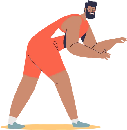 Male wrestler in costume for competition Illustration