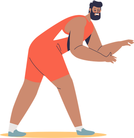 Male wrestler in costume for competition  Illustration