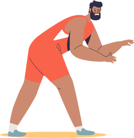 Male wrestler in costume for competition  Illustration