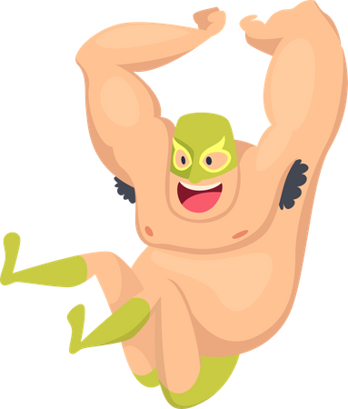 Male wrestler jumping  Illustration