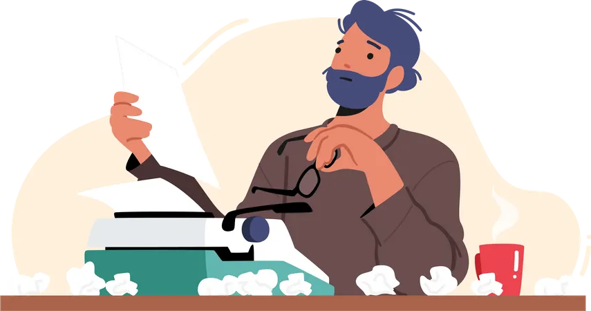 Male writer working on project  Illustration