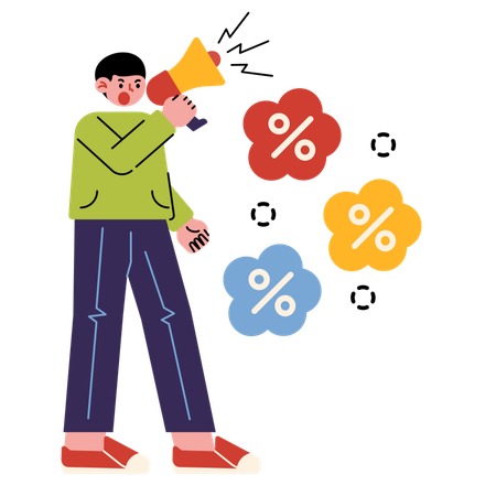 Male Yells Into Loudspeaker For Discount  Illustration