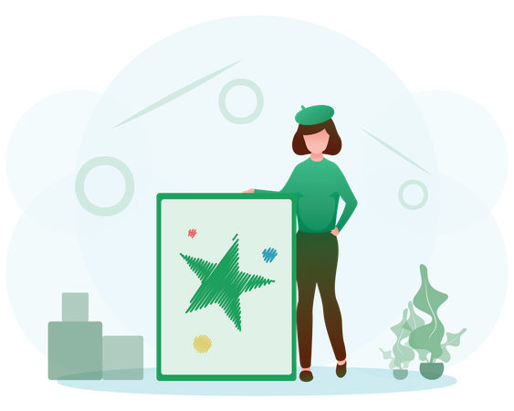Malerin mit Gemälde  Illustration