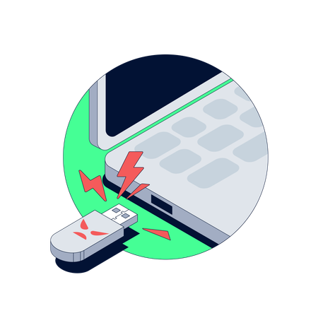 Malicious USB flash card device infects laptop with hidden malware  Illustration