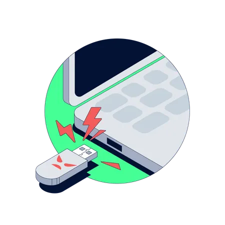 Malicious USB flash card device infects laptop with hidden malware  Illustration