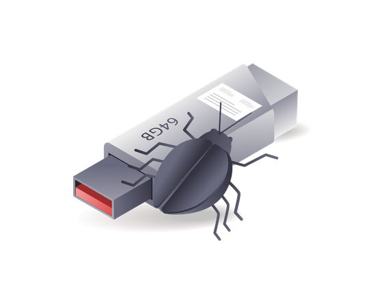 Malware attack in flash disk data  Illustration