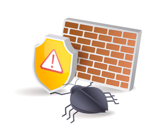 Malware attack On security walls  Illustration