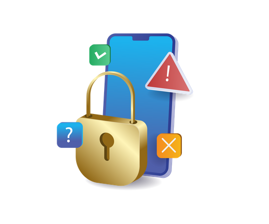 Malware smartphone app data security warning  Illustration