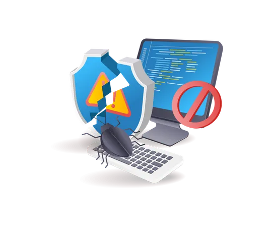 Ataque de vírus malware na segurança de dados do computador  Ilustração