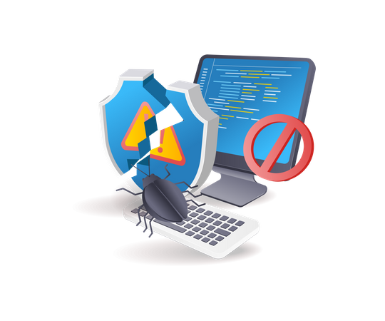 Malware viruses attack in computer data security  일러스트레이션