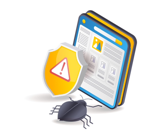 Malware viruses attack web page data  Illustration