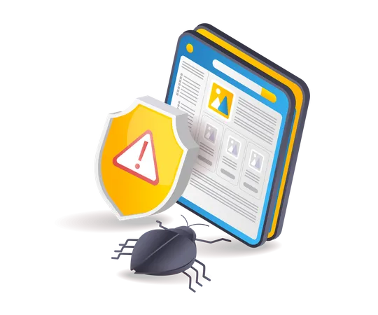 Malware viruses attack web page data  イラスト