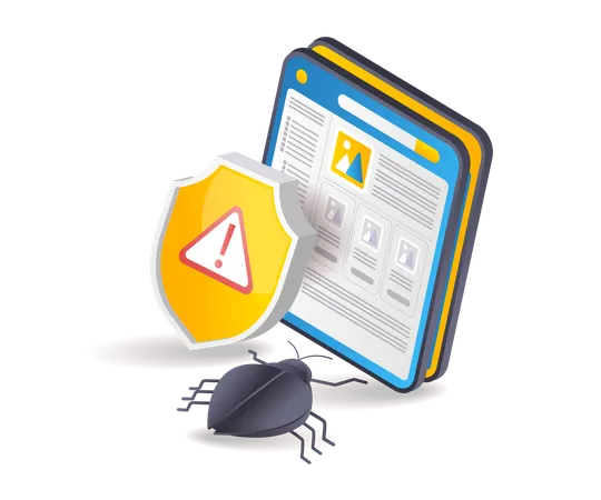 Malware viruses attack web page data  Illustration