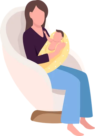 Mamá con bebé en un sillón  Ilustración