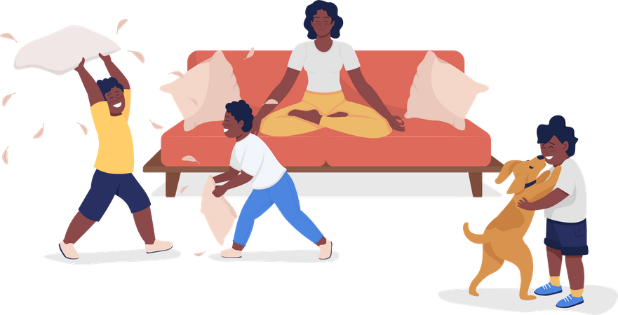 Maman calme avec des enfants  Illustration
