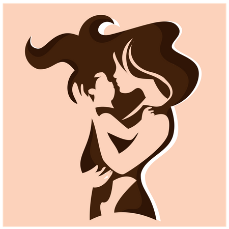 Maman et bébé avec amour  Illustration