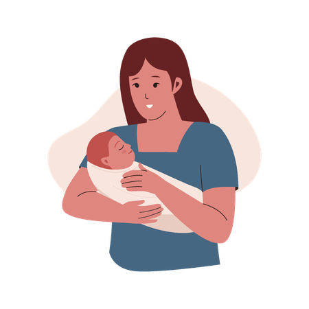 Maman heureuse, câlin bébé  Illustration