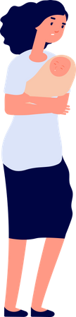 Maman malheureuse avec bébé  Illustration