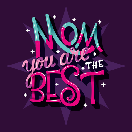 Maman, tu es la meilleure, bonne fête des mères, typographie à la main, conception d'affiche moderne  Illustration