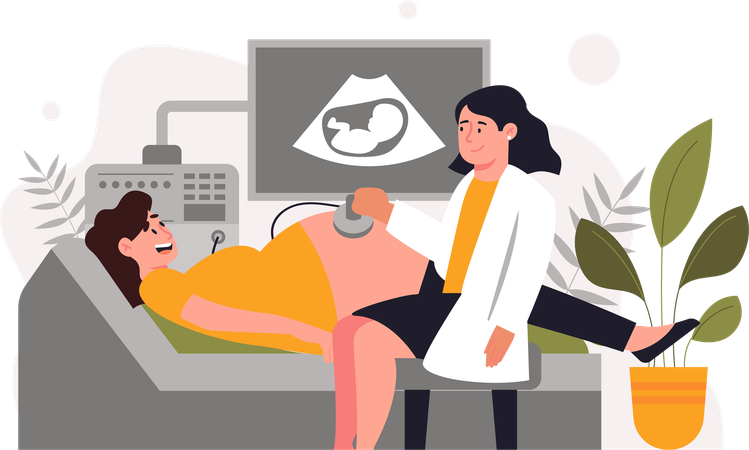 Maman va subir un contrôle médical enceinte  Illustration