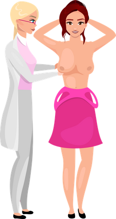 Mammologist performing breast palpation Illustration