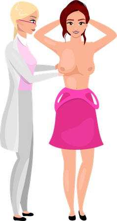 Mammologist performing breast palpation  Illustration