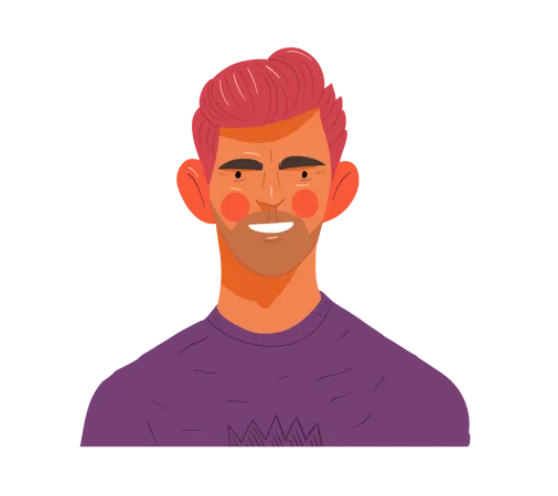 Real People Portrait Hand Drawn Flat Style Vector Design Concept Illustration Of A Young Red Haired Man Face And Shoulders Avatar Flat Style Vector Icon Illustration